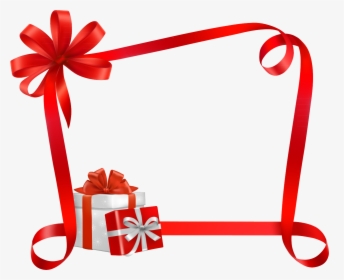Christmas Ribbon Gift - Modern Christmas Border Clipart, HD Png Download, Transparent PNG