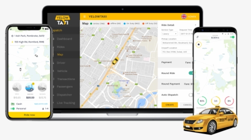 Yelowtaxi Solution Main Min New - Taxi App, HD Png Download, Transparent PNG