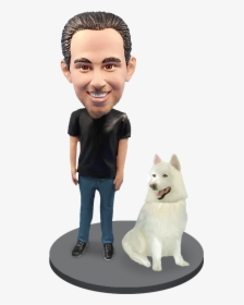 Custom Male With Custom Pet Dog Bobblehead - Berger Blanc Suisse, HD Png Download, Transparent PNG