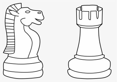 Two Chess Pieces Line Art - Chess Board Pieces Cartoon, HD Png Download, Transparent PNG