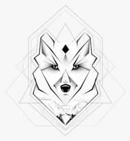 Wolf Geometric Png - Simple Geometric Wolf Tattoo, Transparent Png, Transparent PNG