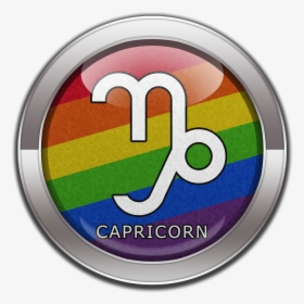 Capricorn Horoscope Symbol On Round Lgbt Rainbow Pride - Bisexual Capricorn, HD Png Download, Transparent PNG