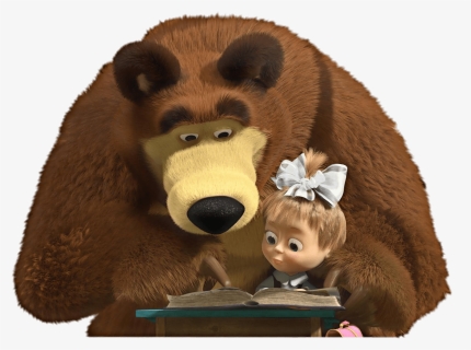 Bear Reading To Masha - Masha And The Bear Study, HD Png Download, Transparent PNG