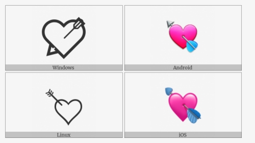 Heart With Arrow On Various Operating Systems - Heart, HD Png Download, Transparent PNG