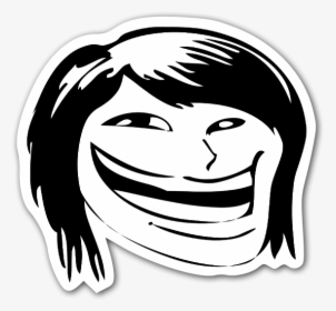 Memes Happy Hair Face Troll Sticker - Girl Troll Face Meme, HD Png Download, Transparent PNG