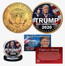 24k Gold Trump 2020 Collector Coin Jfk Half Dollar - Vampirella Collectible Coin, HD Png Download, Transparent PNG