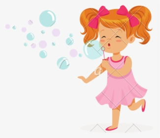 Png Girl Blowing Bubbles - Transparent Background Blowing Bubbles Clipart, Png Download, Transparent PNG