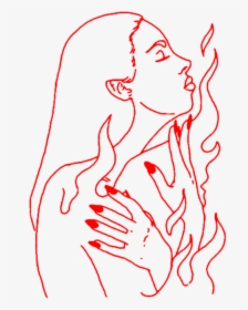 Aesthetic Art Girl Woman Lineart Outline Red Hand Hands - Aesthetic Outline Transparent, HD Png Download, Transparent PNG