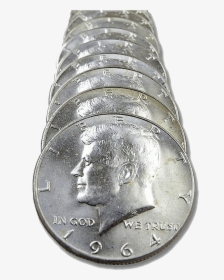 1964 Kennedy Half Dollar 20-coin Rolls - Silver, HD Png Download, Transparent PNG