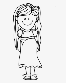 Cartoon Girl Black And White Png, Transparent Png, Transparent PNG
