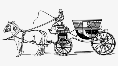 Vintage Stagecoach Line Art - Horse Cart Transparent, HD Png Download, Transparent PNG