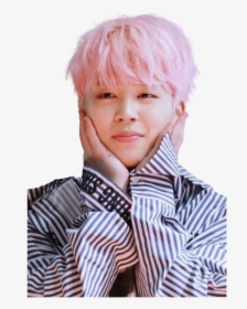Little Boy With Blonde Hair Png - Cute Jimin Pink Hair, Transparent Png, Transparent PNG