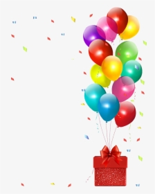 Party Balloon With Gift And Ribbons - Balloon Happy Birthday Png, Transparent Png, Transparent PNG