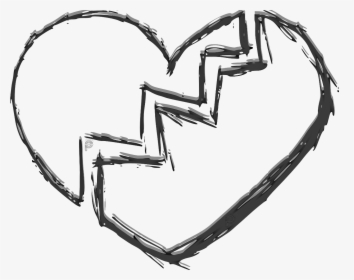 Drawing Detail Broken Heart - Broken Heart Transparent Background, HD Png Download, Transparent PNG