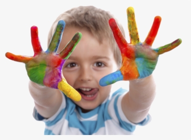 Child Youth Paint Hands - Boy With Paint On Hands, HD Png Download, Transparent PNG