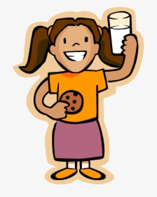 Transparent Cookie Vector Png - Cartoon Girl Drinking Milk, Png Download, Transparent PNG