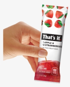 Hand Holding Strawberry That S It Fruit Bar - That's It Fruit Bar Apple Strawberry, HD Png Download, Transparent PNG