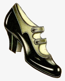 Shoe Clipart Old Fashioned - Vintage Ladies Shoe Clipart, HD Png Download, Transparent PNG