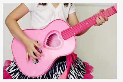 Girl Playing Schoenhut Acoustic Guitar Pink - Pink Guitar, HD Png Download, Transparent PNG