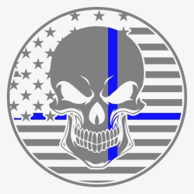 Law Enforcement Thin Blue Line Skull, HD Png Download, Transparent PNG