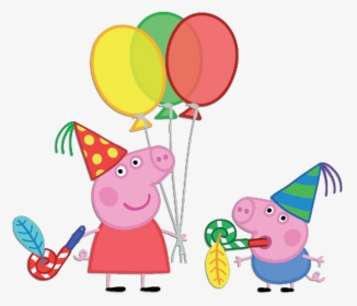 Peppa Pig Balloons Png Vector Free Download - Peppa Pig With Balloons, Transparent Png, Transparent PNG