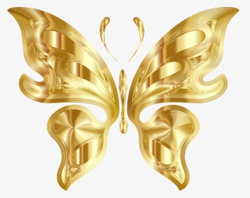 Butterfly,symmetry,gold - Golden Butterfly Transparent Background, HD Png Download, Transparent PNG