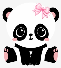 #panda #baby #cute #animal #pink #blackandwhite - Panda Baby Cute Cartoon, HD Png Download, Transparent PNG