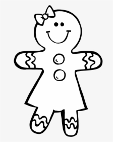 Gingerbread Girl Png Black And White - Gingerbread Clipart Black And White, Transparent Png, Transparent PNG
