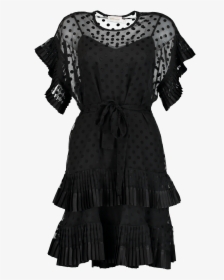 Pleated Tier Smock Dress Black - Little Black Dress, HD Png Download, Transparent PNG