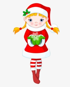 Girl Christmas Transparent Cartoon Clipart , Png Download - Little Girl Christmas Clipart, Png Download, Transparent PNG
