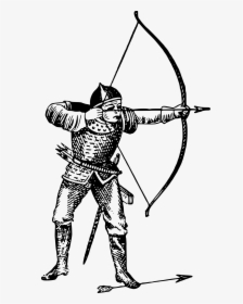 Lance,bow And Arrow,recreation - Archer Black And White Line Drawing, HD Png Download, Transparent PNG