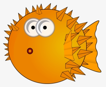 Puffer, Fish, Spikes, Blow, Face, Defense, Cartoon - Pufferfish Clipart, HD Png Download, Transparent PNG