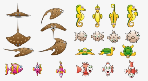 Caricature, Fish, Animal, Seahorse, Ocean, Puffer Fish, HD Png Download, Transparent PNG
