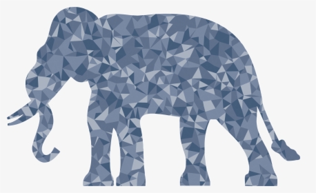 Polygonal Elephant Big Image - Blue Elephant Silhouette Transparent Background, HD Png Download, Transparent PNG