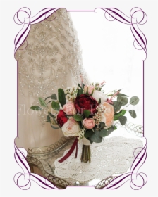 Silk Artificial Burgundy And Blush Bridesmaid Posy - Garden Roses, HD Png Download, Transparent PNG