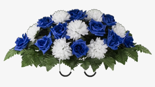 Blue Rose And White Mum - Blue Flower Bouquet Png, Transparent Png, Transparent PNG