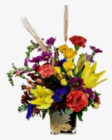 Arrangement Of Yellow Lilies, Burgundy Snapdragons, - Flowers Tribute, HD Png Download, Transparent PNG