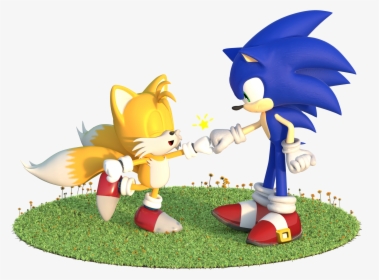 Here S A Cute Fist Bump Between Sonic And Classic Tails - Sonic And Tails Fist Bump, HD Png Download, Transparent PNG