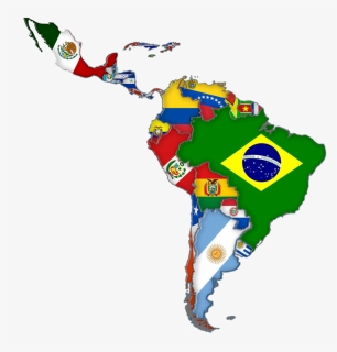 Map Latin Of Flags America South Clipart - Latin America Map With Flags, HD Png Download, Transparent PNG