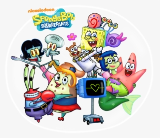Spongebob Squarepants Patrick And Mindy , Png Download - Spongebob Patrick Squidward Mr Krabs Sandy, Transparent Png, Transparent PNG